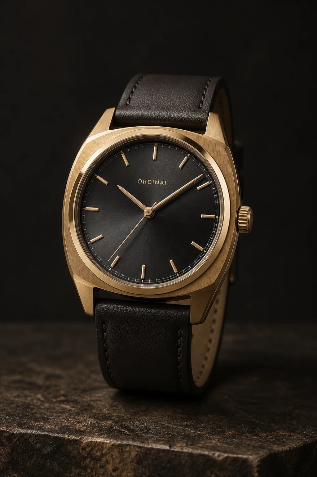 ORDINAL Sector O-202 with graphite dial and charcoal leather strap