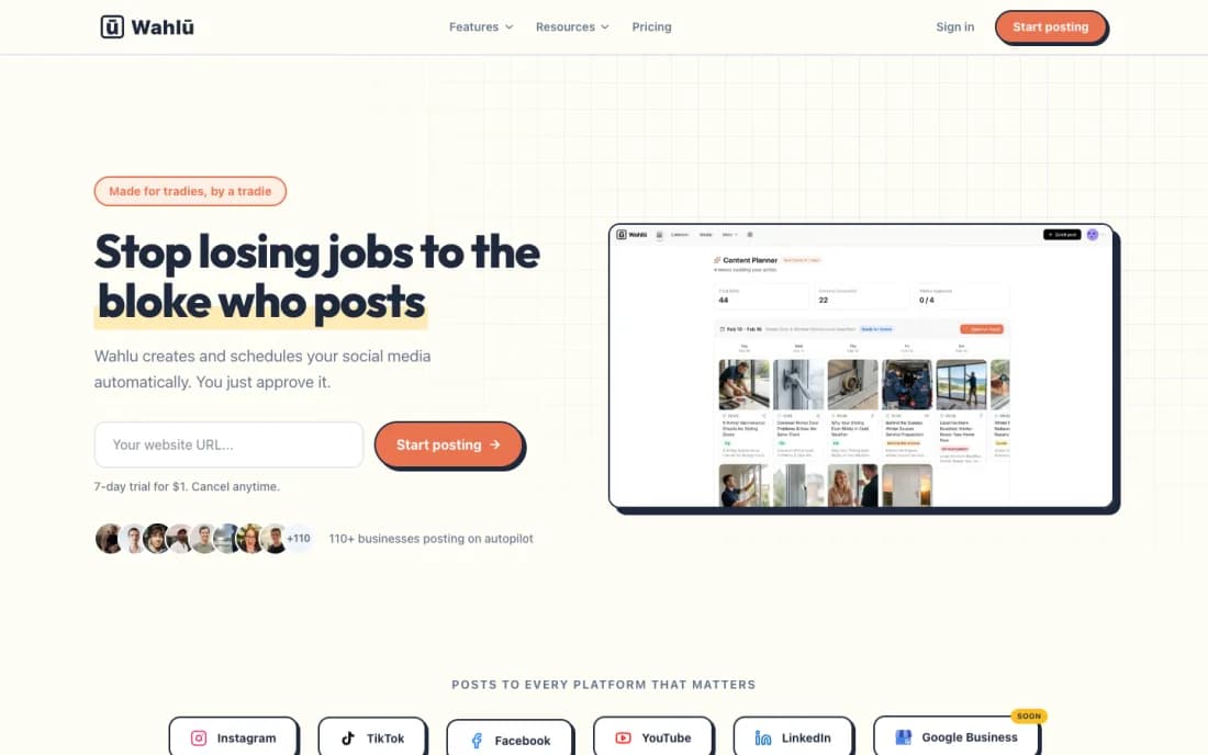 wahlu.com homepage hero
